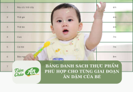 Thực phẩm phù hợp cho từng giai đoạn ăn dặm của bé